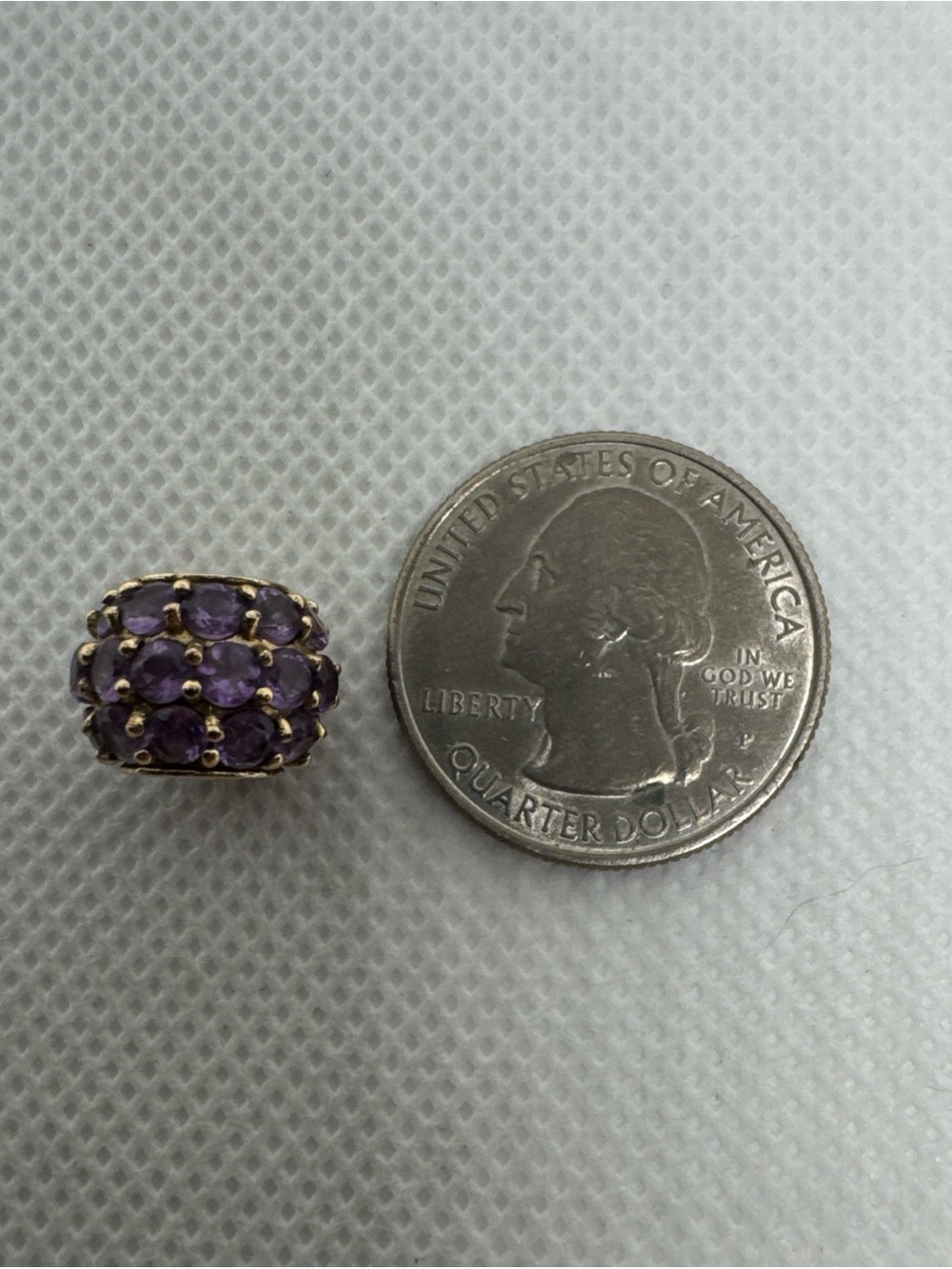 10k Yellow Gold Gemstone Bead Charm Pendant Purple Amethyst, February Birthstone - Picture 9 of 12